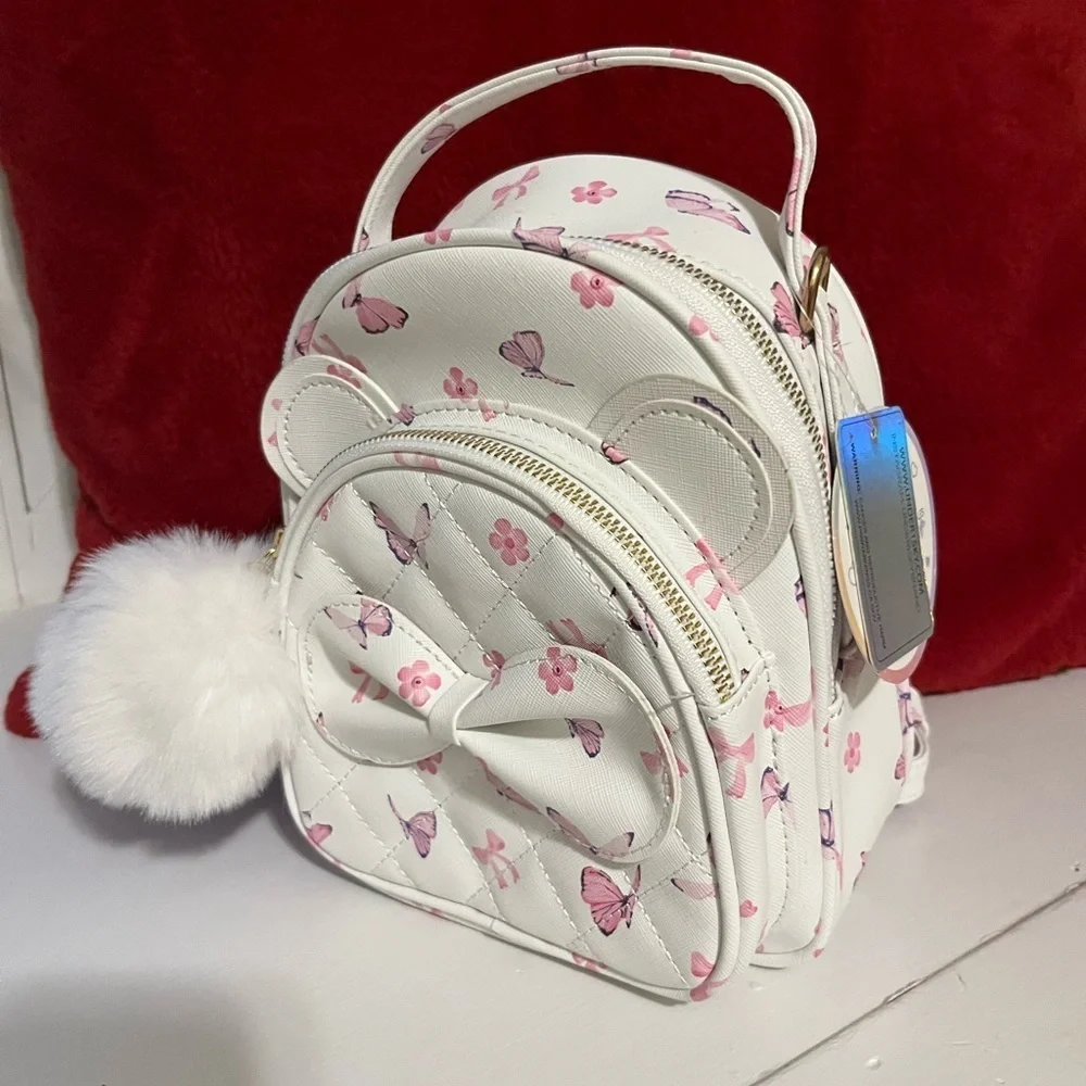 NWT Under One Sky Mini Butterfly Backpack with Bow & Pom Pom Charm